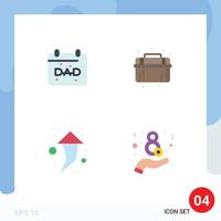 Set of 4 Commercial Flat Icons pack for calendar right fathers day plumbing day Editable Vector Design Elements