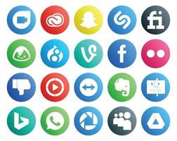 20 social medios de comunicación icono paquete incluso descubridor teamviewer drupal vídeo disgusto vector