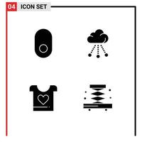 Pictogram Set of 4 Simple Solid Glyphs of apple heart cloud technology construction Editable Vector Design Elements