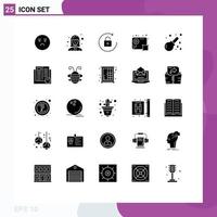 Set of 25 Modern UI Icons Symbols Signs for enema production manager media audio Editable Vector Design Elements