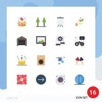 Modern Set of 16 Flat Colors Pictograph of image warehouse growth structure ecommerce Editable Pack of Creative Vector Design Elements