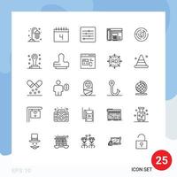 25 Universal Line Signs Symbols of strategy puzzle layout software panel Editable Vector Design Elements