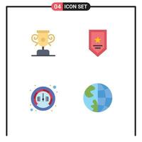 4 Flat Icon concept for Websites Mobile and Apps education meter award winner communication Editable Vector Design Elements