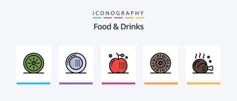 Food and Drinks Line Filled 5 Icon Pack Including . food. food. meal. drinks. Creative Icons Design vector
