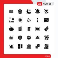 25 Universal Solid Glyphs Set for Web and Mobile Applications arrow rocket plant astronomy celebration Editable Vector Design Elements