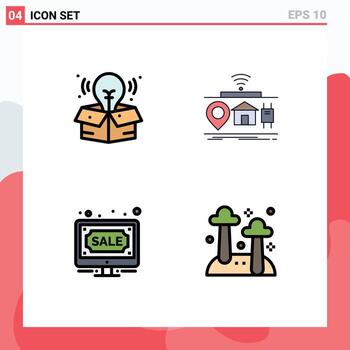 User Interface Pack of 4 Basic Filledline Flat Colors of creative bids iot of online Editable Vector Design Elements