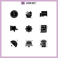 Set of 9 Modern UI Icons Symbols Signs for muslim art bowl vote dislike Editable Vector Design Elements