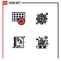 Pictogram Set of 4 Simple Filledline Flat Colors of computers target hardware management document Editable Vector Design Elements