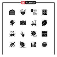 Stock Vector Icon Pack of 16 Line Signs and Symbols for idea list emotion graph support Editable Vector Design Elements