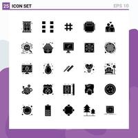 25 Thematic Vector Solid Glyphs and Editable Symbols of technology computer wireframe hardware twitter Editable Vector Design Elements