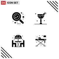 Solid Glyph Pack of 4 Universal Symbols of economy living banking food table Editable Vector Design Elements