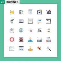 Pictogram Set of 25 Simple Flat Colors of cash safe automation protect machine Editable Vector Design Elements