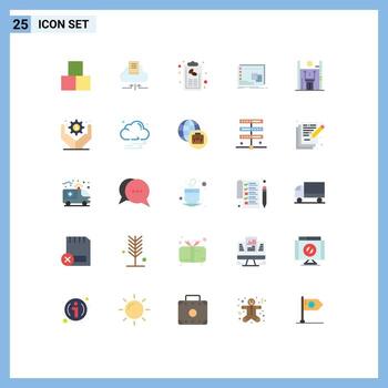 Editable Vector Line Pack of 25 Simple Flat Colors of program operational bill mac menu Editable Vector Design Elements