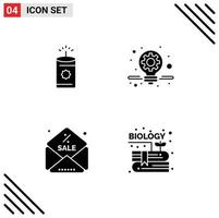 Set of 4 Modern UI Icons Symbols Signs for candle book business discount garden Editable Vector Design Elements