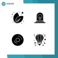 Pictogram Set of 4 Simple Solid Glyphs of leaf cafe growth tree food Editable Vector Design Elements