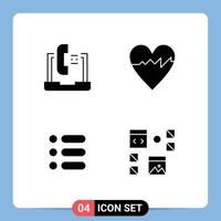 Set of Commercial Solid Glyphs pack for communication task laptop heart write Editable Vector Design Elements