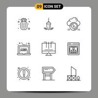 Universal Icon Symbols Group of 9 Modern Outlines of connections discount safe sale data Editable Vector Design Elements