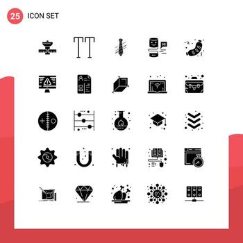 Pictogram Set of 25 Simple Solid Glyphs of barbecue interface tie conversational interview Editable Vector Design Elements