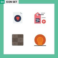 Set of 4 Commercial Flat Icons pack for document interior add closet athletics Editable Vector Design Elements