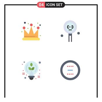4 4 plano icono concepto para sitios web móvil y aplicaciones corona diseño codificación programación bulbo editable vector diseño elementos