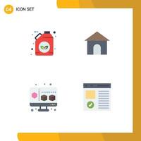 User Interface Pack of 4 Basic Flat Icons of bio gadget green house browser Editable Vector Design Elements