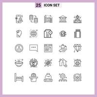 Modern Set of 25 Lines and symbols such as building building storage bank furniture Editable Vector Design Elements