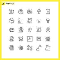 Pictogram Set of 25 Simple Lines of network connection art school map Editable Vector Design Elements