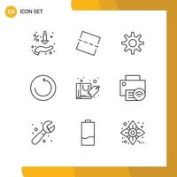 Pack of 9 creative Outlines of sale discount gear bag restore Editable Vector Design Elements