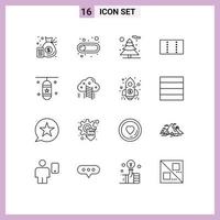 Pictogram Set of 16 Simple Outlines of sports punching box nature punching bag minimize Editable Vector Design Elements