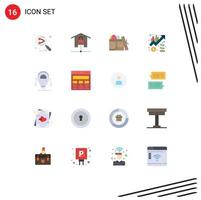 Pictogram Set of 16 Simple Flat Colors of up management smart home growth day Editable Pack of Creative Vector Design Elements