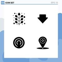 Mobile Interface Solid Glyph Set of 4 Pictograms of autumn cloak plant downlod compass Editable Vector Design Elements