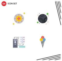 User Interface Pack of 4 Basic Flat Icons of cosmos combination space neptune database Editable Vector Design Elements