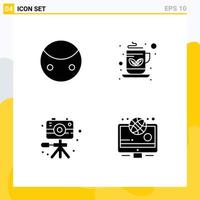 4 Thematic Vector Solid Glyphs and Editable Symbols of greatness image symbols tea hobby Editable Vector Design Elements