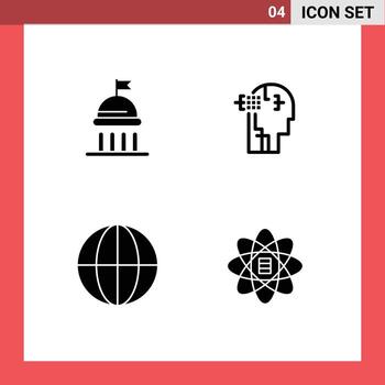 conjunto de vector sólido glifos en cuadrícula para Campaña globo votar hombre datos editable vector diseño elementos