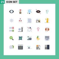 Mobile Interface Flat Color Set of 25 Pictograms of information critical lamp analytics deny Editable Vector Design Elements