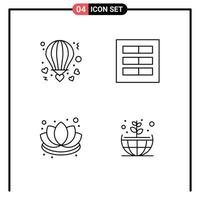 Pictogram Set of 4 Simple Filledline Flat Colors of air ux love grid decorations Editable Vector Design Elements