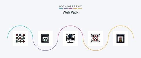 Web Pack Line Filled Flat 5 Icon Pack Including web performance. pack. browser. seo. web vector