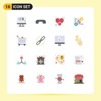 User Interface Pack of 16 Basic Flat Colors of pertinent idea off business love Editable Pack of Creative Vector Design Elements