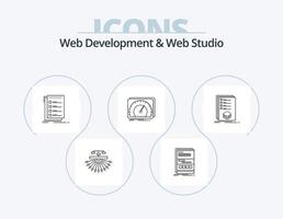 Web Development And Web Studio Line Icon Pack 5 Icon Design. options. conversion. site. screen. computer vector