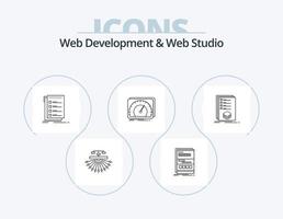 Web Development And Web Studio Line Icon Pack 5 Icon Design. options. conversion. site. screen. computer vector