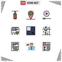 9 Creative Icons Modern Signs and Symbols of laboratory turn player layout id Editable Vector Design Elements