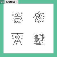 Group of 4 Modern Filledline Flat Colors Set for fight architecture firemen energy draft Editable Vector Design Elements