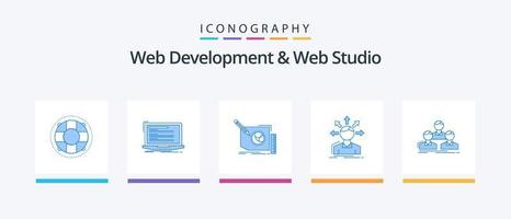 Web Development And Web Studio Blue 5 Icon Pack Including options. conversion. monoblock. text. frame. Creative Icons Design vector