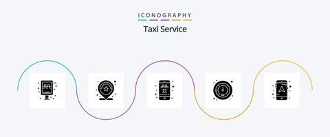 Taxi Servicio glifo 5 5 icono paquete incluso móvil. tráfico. estrellas. velocidad. transporte vector