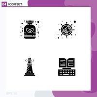 Set of 4 Modern UI Icons Symbols Signs for alternative light medicine viral ocean Editable Vector Design Elements