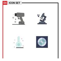 Set of 4 Vector Flat Icons on Grid for construction thermometer tool science bathroom Editable Vector Design Elements