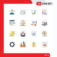 Set of 16 Modern UI Icons Symbols Signs for website code trees writer notebook Editable Pack of Creative Vector Design Elements