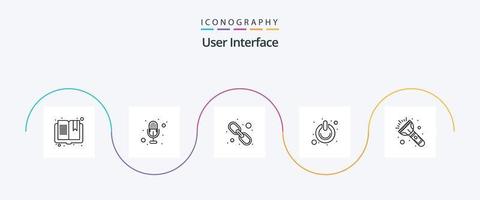 usuario interfaz línea 5 5 icono paquete incluso ligero. cambiar. enlace. fuerza. apagado vector