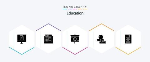 Education 25 Glyph icon pack including school. education. learning. presentation vector