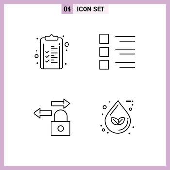 Modern Set of 4 Filledline Flat Colors and symbols such as business data finance list traffic Editable Vector Design Elements
